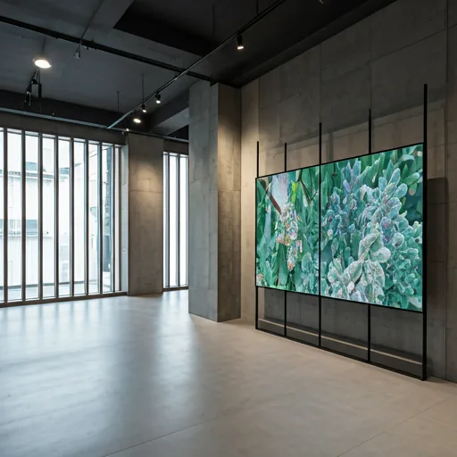 Modern retail environment with a large vibrant digital signage display