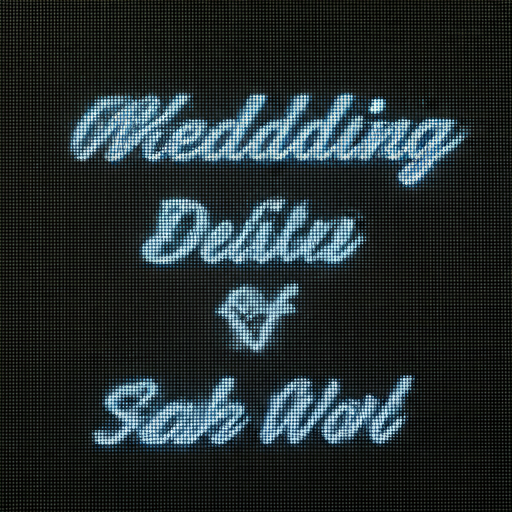 Luxurious wedding reception entrance with modern digital LED panels displaying welcome messages